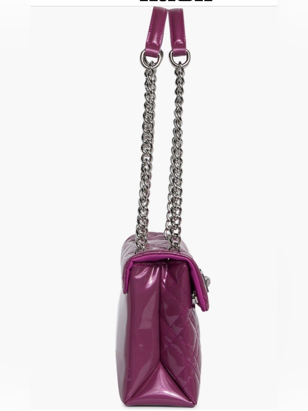 Kurt Geiger Quilted Patent Shoulder Bag in Medium Purple - Picture 6 of 6